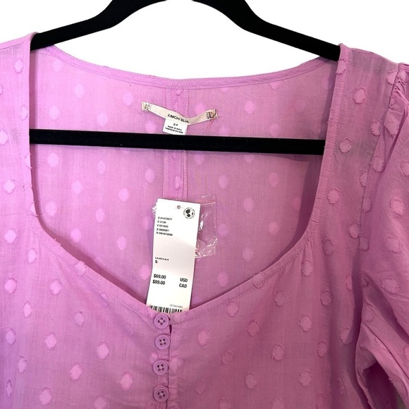 Urban Outfitters UO Maci Polka Dot Mini Dress Puff Sleeve Lilac - Picture 11 of 14